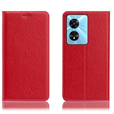 Leather Case Stands Flip Cover Holder H02P for Oppo A98 5G Red