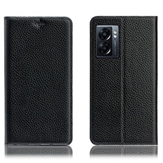 Leather Case Stands Flip Cover Holder H02P for Oppo K10 5G India Black
