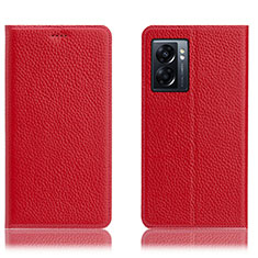 Leather Case Stands Flip Cover Holder H02P for Oppo K10 5G India Red