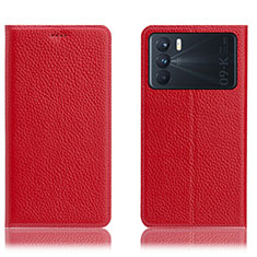 Leather Case Stands Flip Cover Holder H02P for Oppo K9 Pro 5G Red