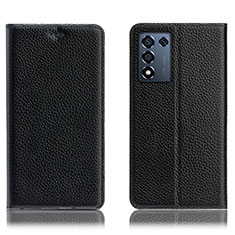 Leather Case Stands Flip Cover Holder H02P for Realme Q3t 5G Black