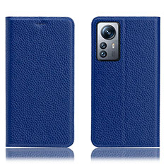 Leather Case Stands Flip Cover Holder H02P for Xiaomi Mi 12 Lite 5G Blue