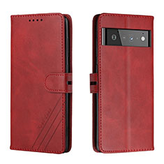 Leather Case Stands Flip Cover Holder H02X for Google Pixel 6 5G Red