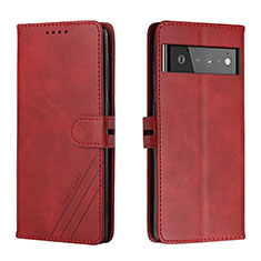 Leather Case Stands Flip Cover Holder H02X for Google Pixel 6 Pro 5G Red