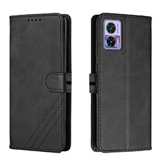 Leather Case Stands Flip Cover Holder H02X for Motorola Moto Edge 30 Lite 5G Black