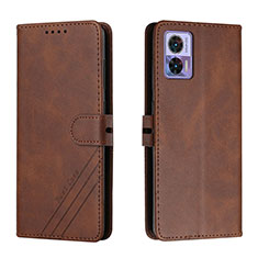 Leather Case Stands Flip Cover Holder H02X for Motorola Moto Edge 30 Lite 5G Brown