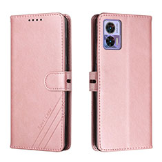 Leather Case Stands Flip Cover Holder H02X for Motorola Moto Edge 30 Lite 5G Rose Gold