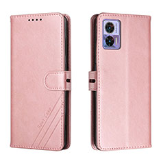 Leather Case Stands Flip Cover Holder H02X for Motorola Moto Edge 30 Neo 5G Rose Gold