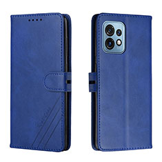 Leather Case Stands Flip Cover Holder H02X for Motorola Moto Edge Plus (2023) 5G Blue