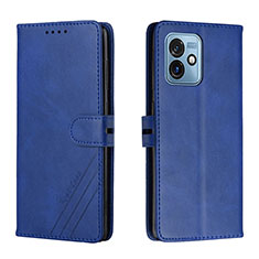 Leather Case Stands Flip Cover Holder H02X for Motorola Moto G 5G (2023) Blue