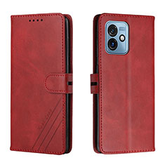 Leather Case Stands Flip Cover Holder H02X for Motorola Moto G 5G (2023) Red