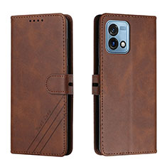 Leather Case Stands Flip Cover Holder H02X for Motorola Moto G Stylus (2023) 4G Brown