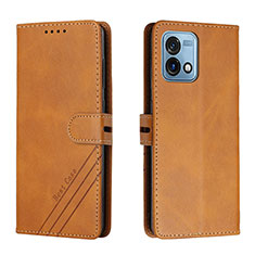 Leather Case Stands Flip Cover Holder H02X for Motorola Moto G Stylus (2023) 4G Light Brown