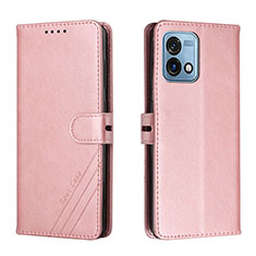 Leather Case Stands Flip Cover Holder H02X for Motorola Moto G Stylus (2023) 4G Rose Gold