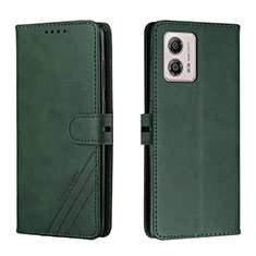 Leather Case Stands Flip Cover Holder H02X for Motorola Moto G53 5G Green