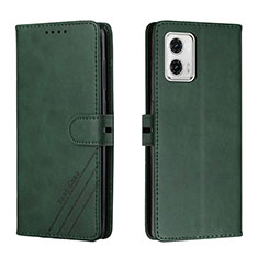 Leather Case Stands Flip Cover Holder H02X for Motorola Moto G73 5G Green