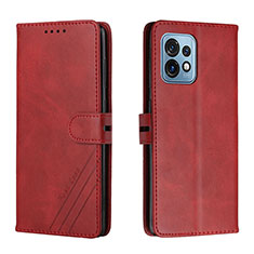 Leather Case Stands Flip Cover Holder H02X for Motorola Moto X40 5G Red