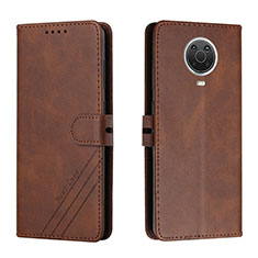 Leather Case Stands Flip Cover Holder H02X for Nokia G20 Brown