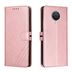 Leather Case Stands Flip Cover Holder H02X for Nokia G30 Rose Gold