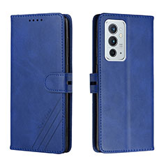 Leather Case Stands Flip Cover Holder H02X for OnePlus 9RT 5G Blue