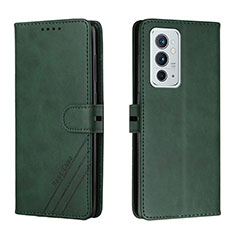 Leather Case Stands Flip Cover Holder H02X for OnePlus 9RT 5G Green