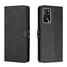 Leather Case Stands Flip Cover Holder H02X for Oppo A53s 5G Black