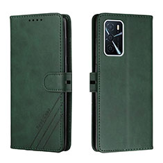 Leather Case Stands Flip Cover Holder H02X for Oppo A53s 5G Green