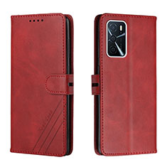 Leather Case Stands Flip Cover Holder H02X for Oppo A53s 5G Red