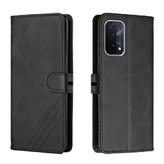 Leather Case Stands Flip Cover Holder H02X for Oppo A54 5G Black