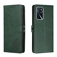Leather Case Stands Flip Cover Holder H02X for Oppo A55 5G Green