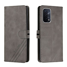 Leather Case Stands Flip Cover Holder H02X for Oppo A74 5G Gray