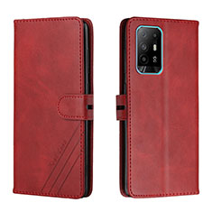 Leather Case Stands Flip Cover Holder H02X for Oppo A94 5G Red