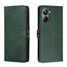 Leather Case Stands Flip Cover Holder H02X for Realme 10 Pro 5G Green