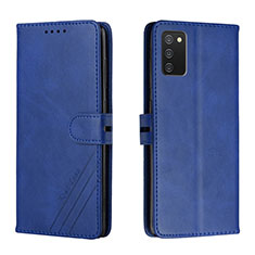 Leather Case Stands Flip Cover Holder H02X for Samsung Galaxy A02s Blue