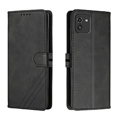 Leather Case Stands Flip Cover Holder H02X for Samsung Galaxy A03 Black