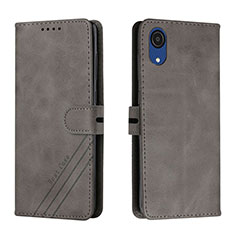 Leather Case Stands Flip Cover Holder H02X for Samsung Galaxy A03 Core Gray