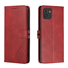 Leather Case Stands Flip Cover Holder H02X for Samsung Galaxy A03 Red