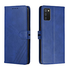 Leather Case Stands Flip Cover Holder H02X for Samsung Galaxy A03s Blue