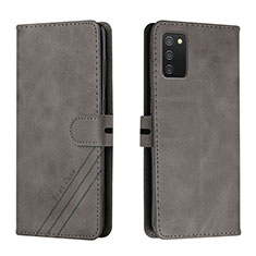 Leather Case Stands Flip Cover Holder H02X for Samsung Galaxy A03s Gray