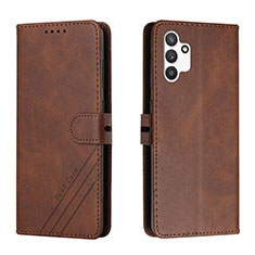 Leather Case Stands Flip Cover Holder H02X for Samsung Galaxy A13 4G Brown