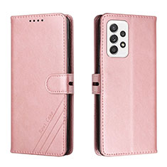 Leather Case Stands Flip Cover Holder H02X for Samsung Galaxy A33 5G Rose Gold