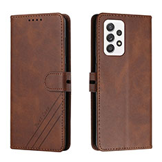 Leather Case Stands Flip Cover Holder H02X for Samsung Galaxy A53 5G Brown