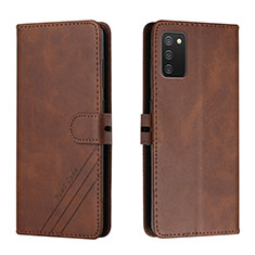 Leather Case Stands Flip Cover Holder H02X for Samsung Galaxy F02S SM-E025F Brown