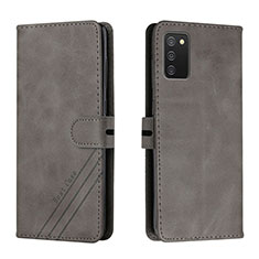 Leather Case Stands Flip Cover Holder H02X for Samsung Galaxy F02S SM-E025F Gray