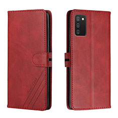 Leather Case Stands Flip Cover Holder H02X for Samsung Galaxy F02S SM-E025F Red