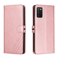 Leather Case Stands Flip Cover Holder H02X for Samsung Galaxy F02S SM-E025F Rose Gold
