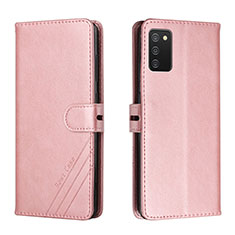 Leather Case Stands Flip Cover Holder H02X for Samsung Galaxy M02s Rose Gold