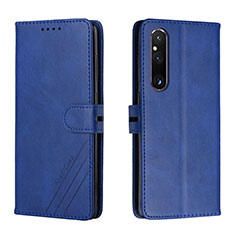 Leather Case Stands Flip Cover Holder H02X for Sony Xperia 1 V Blue