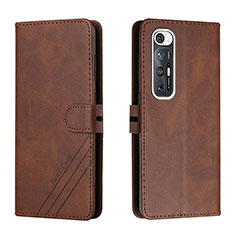 Leather Case Stands Flip Cover Holder H02X for Xiaomi Mi 10S 5G Brown