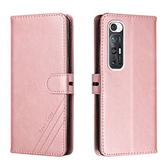 Leather Case Stands Flip Cover Holder H02X for Xiaomi Mi 10S 5G Rose Gold